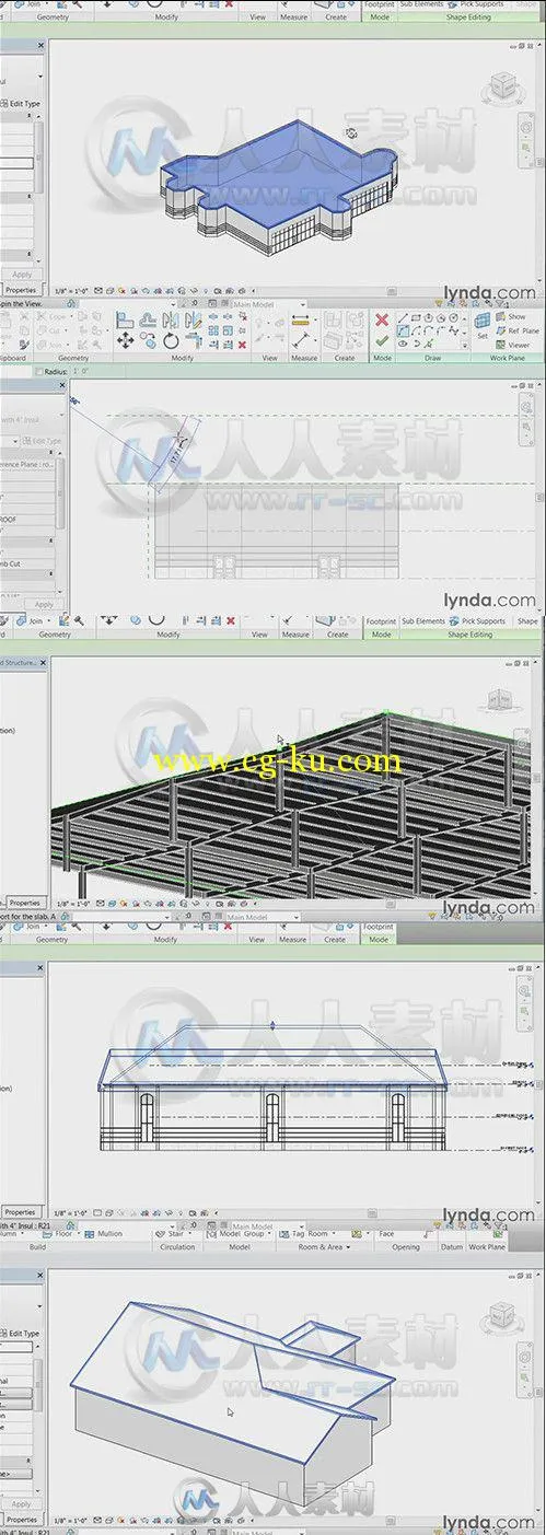 Revit建筑屋顶制作训练视频教程 Lynda Building Roofs with Revit的图片1