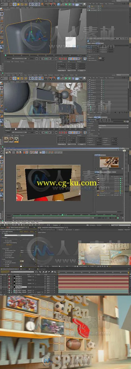 C4D体育电视栏目动画包装训练视频教程 Digital-Tutors Using MoGraph Effectors to...的图片1