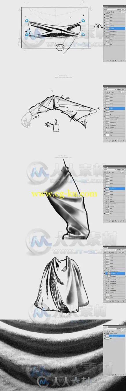 Photoshop服装褶皱特效制作视频教程 SkillFeed Drawing Wrinkles and Realistic Cl...的图片1