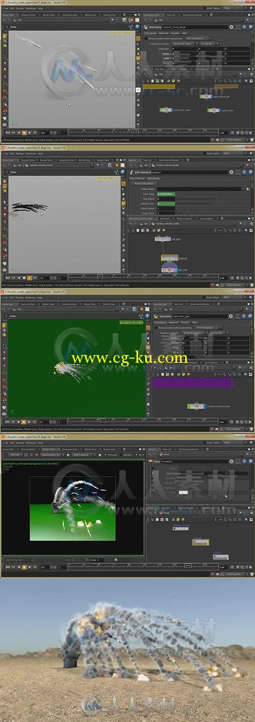 Houdini火箭爆炸特效制作视频教程 Digital-Tutors Creating a Rocket Swarm with P...的图片1