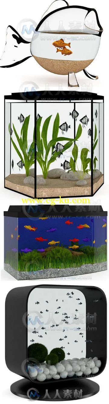 水族馆鱼缸3D模型合辑 CGAxis Models Volume 24 Aquariums的图片1