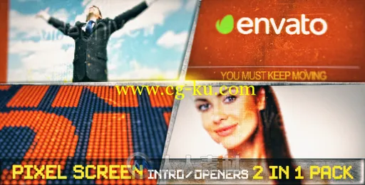 LED屏显展示动画AE模板 Videohive Pixel Screen Grunge Opener 9134286的图片1