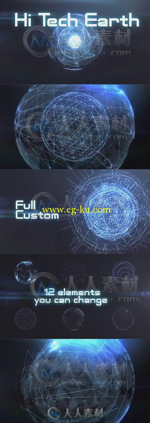 抽象科技球展示动画AE模板 Videohive Hi Tech Earth 8513484 Project for After Ef...的图片1