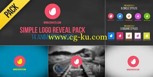 14组简洁Logo演绎动画AE模板 Videohive Simple Logo Reveal Pack 9151610的图片1