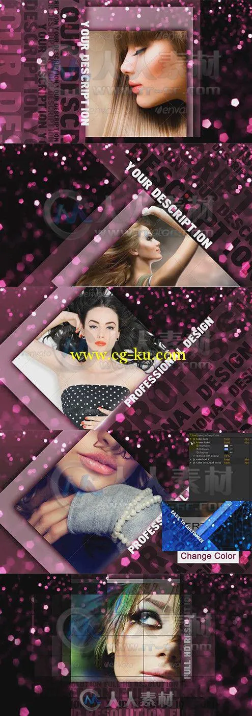 时尚魅力展示动画AE模板 Videohive Fashion Glamour 7512428的图片1