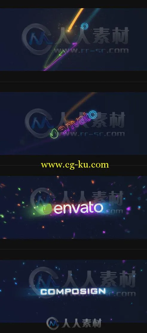 彩色光线轨迹Logo演绎动画AE模板 Videohive Light Trails Logo 9239372的图片1