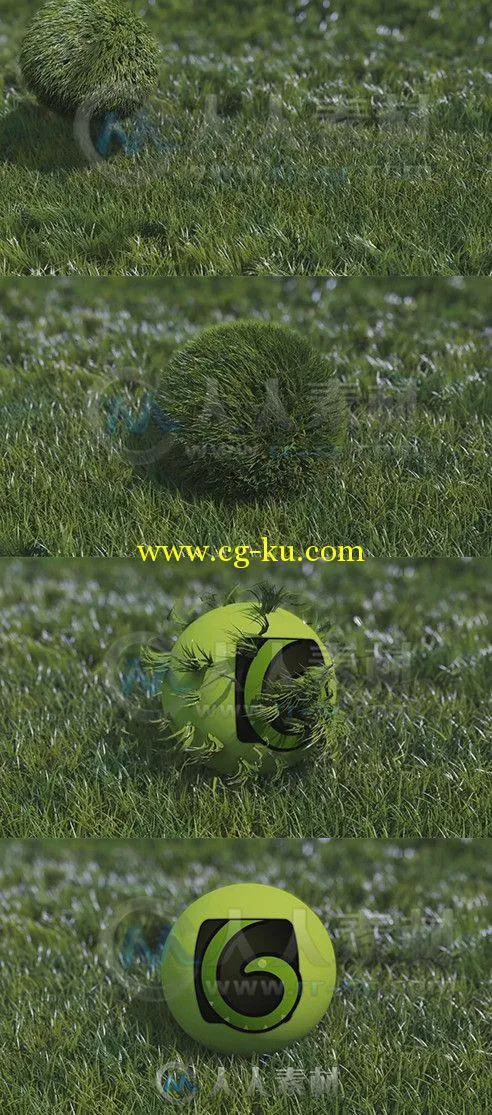 毛绒草球Logo演绎动画AE模板 Videohive Bouncy Grass Ball Logo Reveal 9280907的图片1