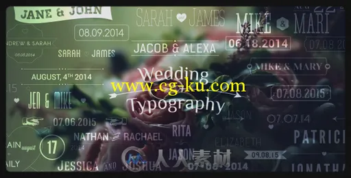 爱情婚礼时间线包装元素动画AE模板 Videohive Wedding Typography Titles Dates an...的图片1