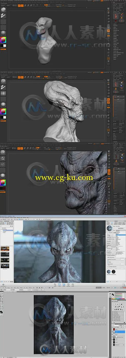 Zbrush与Keyshot外星人概念设计视频教程 Gumroad Concepting an Alien in Zbrush a...的图片1