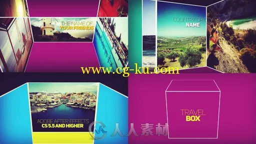 旅行方盒包装动画AE模板 Videohive Movie Opener Travel Box 8064260的图片1