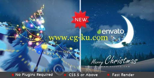 圣诞之月宣传动画AE模板 VideoHive Christmas in Moon 9707171的图片1