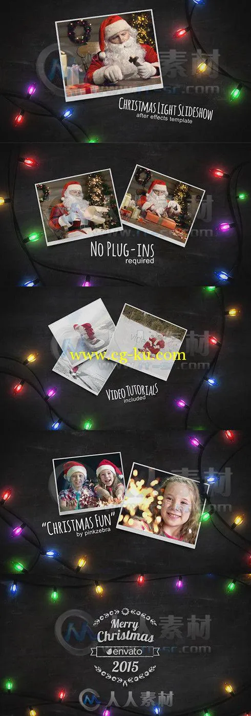 圣诞节霓虹灯相册动画AE模板 Videohive Christmas Light Slideshow 9662818的图片1