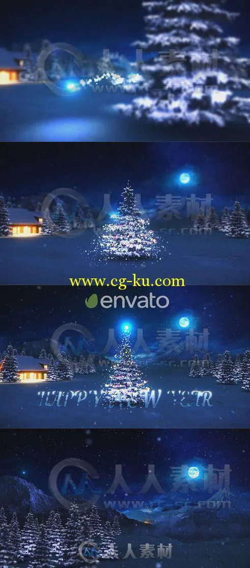 新年快乐圣诞树动画AE模板 Videohive Happy New Year 6473918的图片1