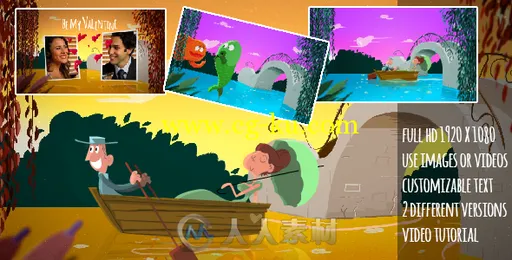 小河爱情卡通展示动画AE模板 Videohive A Fishy Valentine Cartoon 10069874的图片1