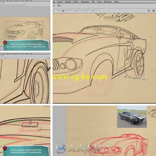 Photoshop汽车数字绘画技术视频教程 PencilKings Car Caricatures 1的图片1