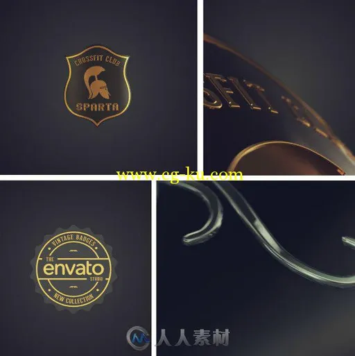 复古徽章细节展示动画AE模板 Videohive Vintage Logo Badges Package 9789045的图片1