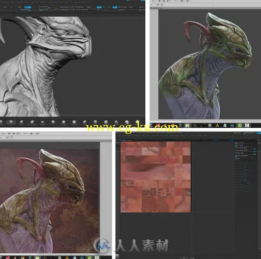 Zbrush概念级生物雕刻实例训练视频教程 Gumroad 3D Creature Concept Viper Mantis...的图片1