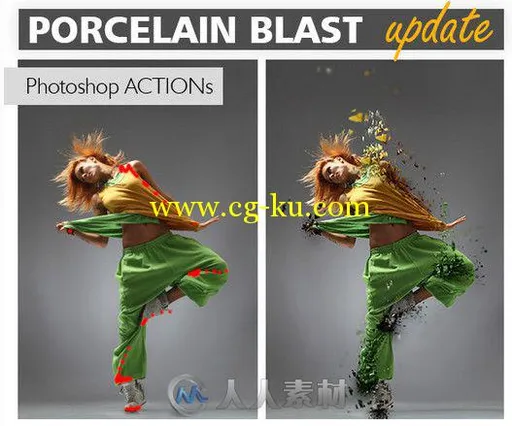 爆炸粉碎风格特效PS动作 Graphicriver Porcelain Blast Photoshop Action 10163880的图片1