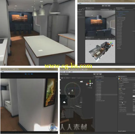 Unity环境场景高效流程训练视频教程 Digital-Tutors Creating Interior Walk-Throu...的图片1