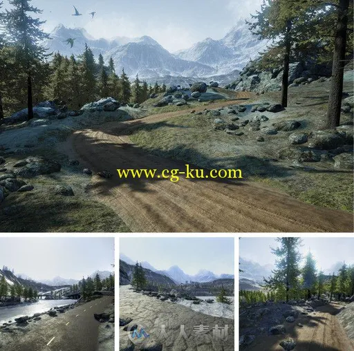 Unreal Engine游戏公路扩展资料包 Unreal Engine Game Textures Road Pack的图片1