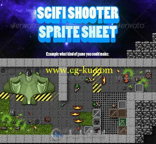 科幻射击像素游戏PSD模板 Graphicriver Scifi Shooter Sprite Sheet 4065946的图片2