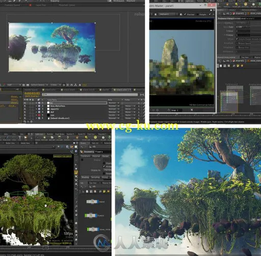 Houdini漂浮岛场景特效制作视频教程 Rohan Dalvi Floating islands of Houdini 3 p...的图片1