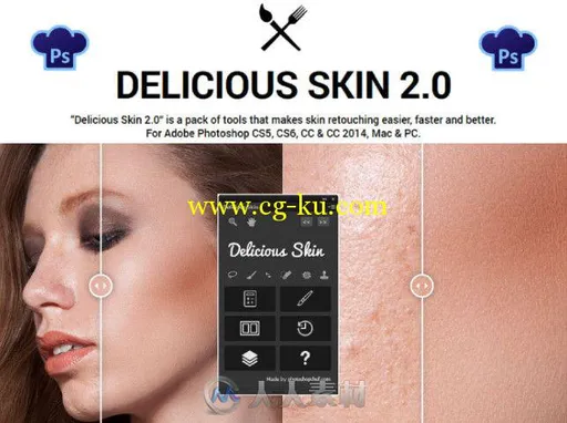 美肤磨皮特效PS动作与脚本 Delicious Skin 2.0 Plugin for Photoshop的图片1