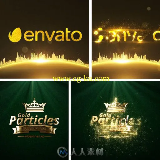 黄金粒子Logo演绎动画AE模板 Videohive Gold Particles Logo Pack 8409433的图片1