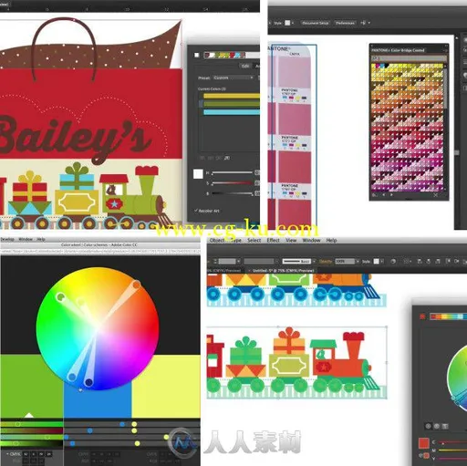 Illustrator调色板多功能性着色艺术视频教程 Train Simple Illustrator CC Recolor...的图片1