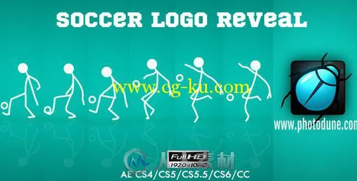 踢球动作Logo演绎动画AE模板 Videohive Soccer Logo Reveal 7824626的图片2