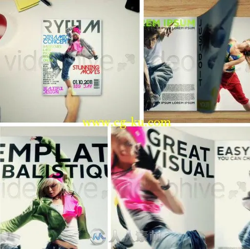 杂志翻页展示动画AE模板 Videohive Magazine Promo 524080的图片1