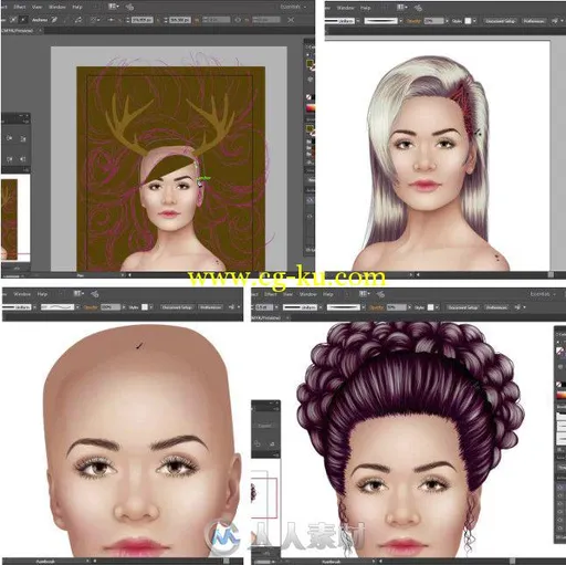 Illustrator人物头发绘制技巧视频教程 Tutsplus Creative Vector Hair的图片1