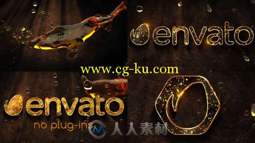 黄金水珠Logo演绎动画AE模板 VideoHive Liquid Gold Logo 10914676的图片2