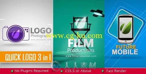 快捷标题三合一Logo演绎动画AE模板 Videohive Quick Logo 3 in 1 9070056的图片1