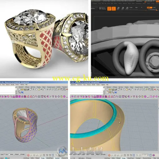 Rhino戒指首饰工业级建模技术视频教程 Digital-Tutors Modeling a Cocktail Ring i...的图片1