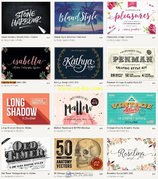 Creativemarket精品平面素材2015年4月合辑 Creative Market April Bundle的图片1