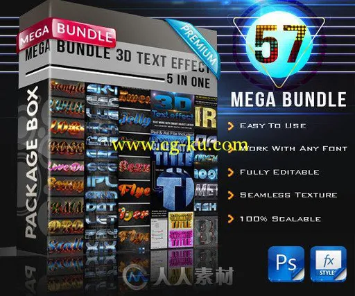 超级3D风格字体特效PSD模板合辑 Graphicriver Mega Bundle 3D Text Effect 11284799的图片2