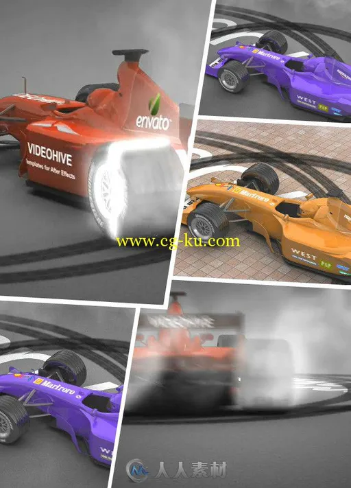 一级方程式漂移Logo演绎动画AE模板 Videohive Formula One Bolid Drift Opener 627...的图片1