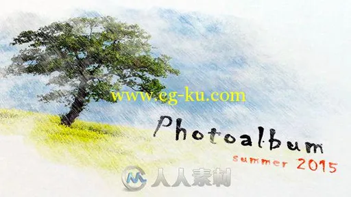 铅笔水彩画相册动画AE模板 Videohive Pencil Watercolor Photo Album 11391475的图片1