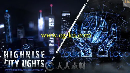 城市之光Logo演绎动画AE模板 Videohive Highrise City Lights Logo Intro 11251037的图片1