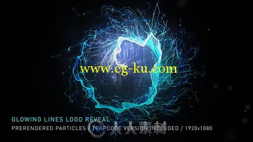 旋转光晕Logo演绎动画AE模板 Videohive Glowing Lines Logo Reveal的图片1