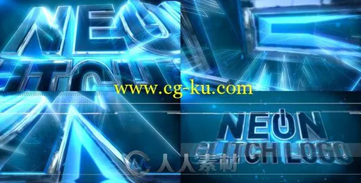 巨幅霓虹Logo演绎动画AE模板 Videohive Neon Glitch Logo 8722098的图片1