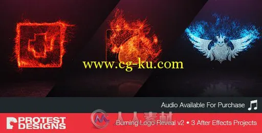 燃烧色彩火焰Logo演绎动画AE模板 Videohive Burning Logo Reveal v2 9588433的图片1