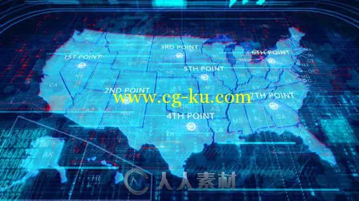 美国地图展示动画AE模板 Videohive USA Map 11939646的图片1