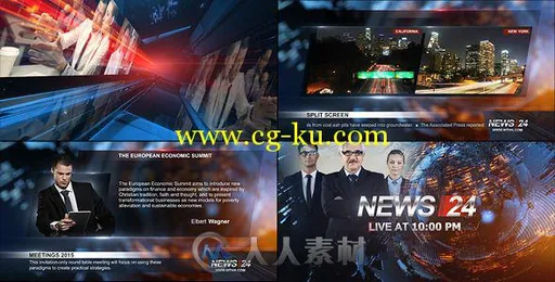 新闻24小时电视包装动画AE模板 Videohive Broadcast Design News 24 Package 11719046的图片1