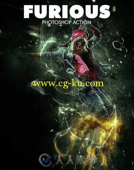 超炫光线氛围艺术特效PS动作 Graphicriver Furious Photoshop Action 12610688的图片1