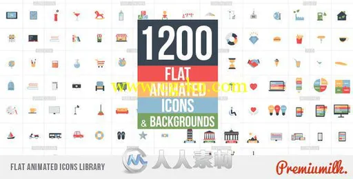 平面图标展示动画AE模板合辑 Videohive Flat Animated Icons Library 11453830的图片1