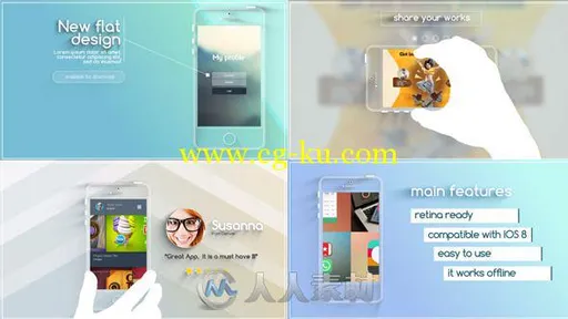 现代手机APP扁平化设计动画AE模板 Videohive Flat and Modern App Explainer 11510368的图片1