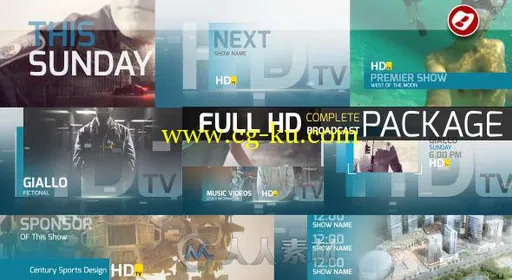 HD高清频道电视包装动画AE模板 Videohive HDtv Complete Broadcast Package 10041135的图片1