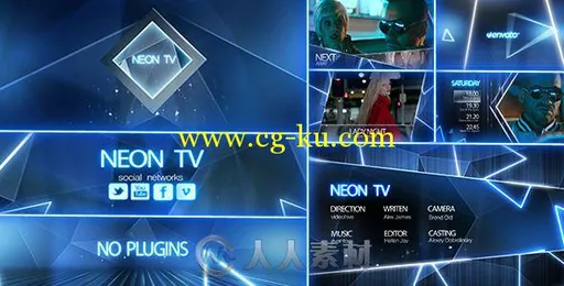 霓虹灯电视包装动画AE模板 Videohive Neon TV Broadcast Package 12318357的图片1